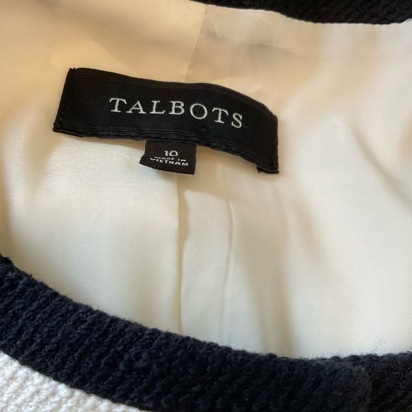Talbots Cream Black Trim Jacket Coat Sz 10 - Picture 6 of 7